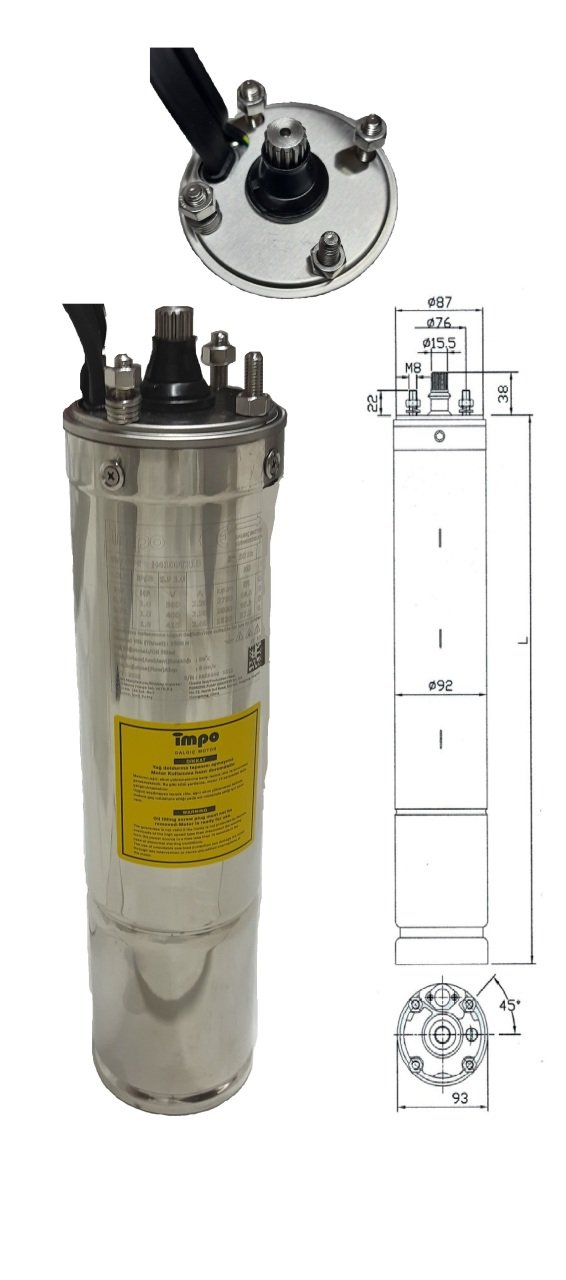 İmpo Döküm Başlık S4 1HP Monofaze Tek Motor (0.75 kw-220V)